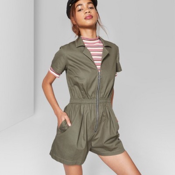 Target Size L Olive Romper w/ Pockets (NEVER WORN) - Picture 2 of 2
